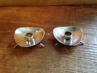 Mid Century Modern Denmark Sterling Silver Miniature Candle Holders 60 Grams