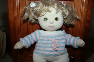 Vintage Mattel My Child Girl Doll Blond Hair Green Eyes 1985 2