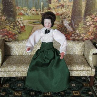 Vtg Dollhouse Caco Porcelain Lady Doll Teacher Mother Family Governess Woman 5