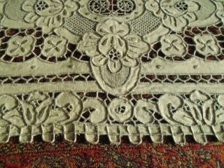 2 ANTIQUE EXQUISITE HAND EMBROIDERED MATS ITALIAN RENAISSANCE & CUT WORK STYLE 2