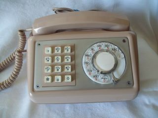Very Rare Vintage Automatic Electric Beige Rotary Plus Push Button Dial Phone
