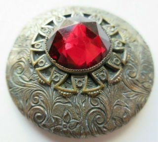 Most Magnificent Xl Antique Vtg Ruby Red Glass In Metal Gay 90 