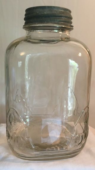 Vintage Iris Coffee Haas Baruch & Co Glass Jar Ball Lid Metal Milk Glass Antique