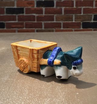 Vintage Donkey/burro With Cart Planter - Made In Occupied Japan
