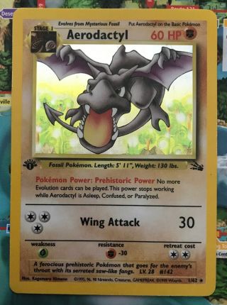 Aerodactyl 1st Edition Holo - Fossil Set 1/62 - Pokémon Card - Lp/excellent