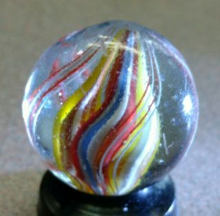 Antique German Handmade marble - Divided core Swirl - Multicolor ribbons,  13/16 