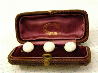 Antique Tiffany & Co.  Union Square Embossed Leather Shirt Studs Jewelry Box