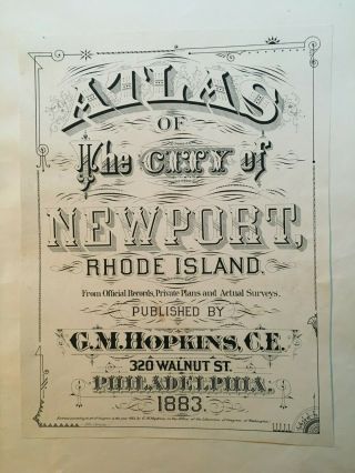 1883 Title Page City Of Newport Rhode Island G.  M.  Hopkins Atlas Map