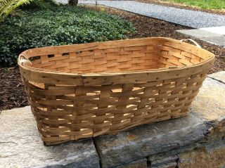Large Split Ash Wood Farmhouse Rustic Antique Gathering Laundry Basket Dog Bed 2