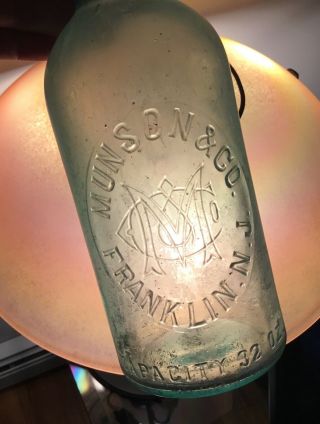 Antique Franklin Nj Munson & Co Liquor Bottle Embossed Sussex County Advertising