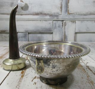 Antique Georgian Shell Silver Plate,  Brass & Copper 2 Pc Wine Strainer Funnel