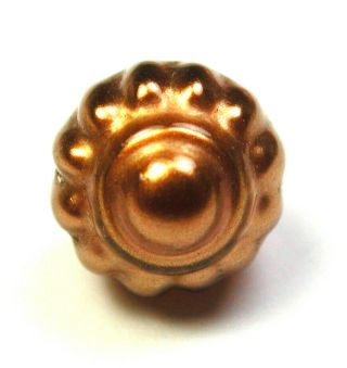 Bb Antique Blown Glass Ball Button W Pattern & Copper Finish Unusual 3/8 "