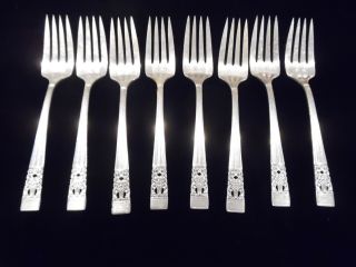 Set Of 8 Oneida Coronation Community Stainless Flatware 1936 - Salad Forks 6 1/4 "