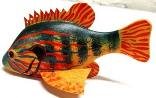 Vintage Ron Jacobson Sunfish Folk Art Fish Spearing Decoy Ice Fishing Lure