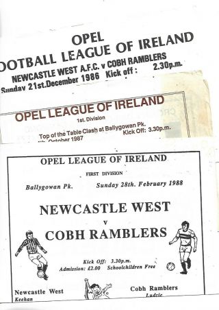 1986 87 And 88 All Rare Newcastlewest V Cobh Ramblers Loi
