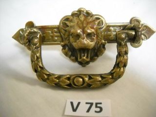Antique Figural Brass Lion Head Drawer Pull