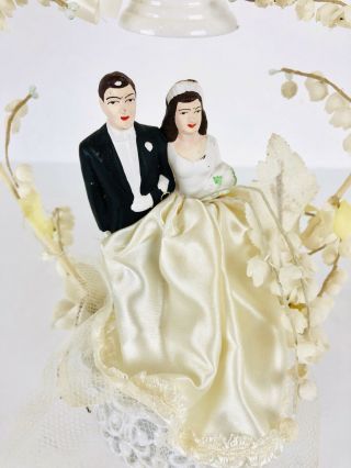 Pfeil & Holing Vintage Wedding Cake Topper Plastic Bride Groom Lilly of Valley 2