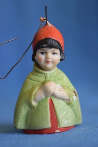 Antique / Vintage Schafer Vater Christmas Ornament Half Doll Nodder Related Girl