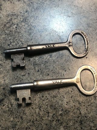Yale Skeleton Keys Solid Steel Antique Vintage Made In U.  S.  A.