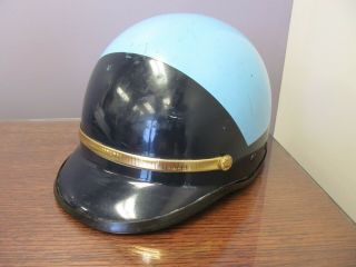Vintage Bell Toptex Police Helmet 7 1/8 2 - Tone Blue W/ Gold See Photos