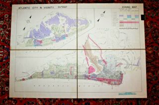 1938 Atlantic City & Vicinity Nj Zoning Map 24 " X 34 "