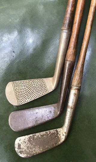 3 Antique Vintage Hickory Wood Golf Clubs Mid Iron The Spalding Bgi Herd Yeoman