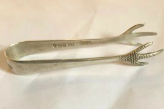 Antique Sterling Silver Hallmarked Sugar Spoon Tong Bird Claw