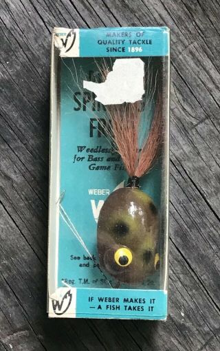 Vtg Weber Tackle Co Brown Spin Frog Fishing Lure Spinning Sdf 1/4oz W/ Box