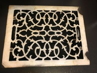Antique Arts Craft Deco Victorian Porcelain Cast Iron Floor Heat Grate Register