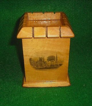 Bristol Cathedral College Green Mauchline Ware Castle Money Box With Sliding Lid