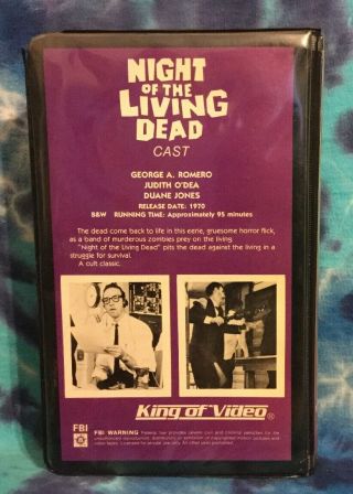 Night Of The Living Dead VHS George Romero SPOTLITE VIDEO Tape RARE Horror 2