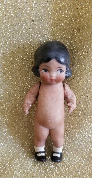 Cute Little Vintage Painted Bisque Doll With Movable Arms 2.  5 " Germany