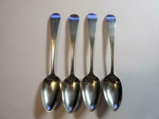 Four Antique Georgian Solid Silver Teaspoons By Thomas Watson,  Newcastle C1800