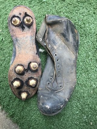 Awesome Early Antique Old 1900’s.  ?all Leather Football Cleats Boots Soccer Cool