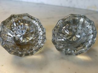 Two Vintage Glass Door Knobs,  12 Points