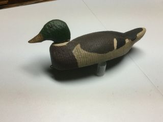 Antique All Wood Duck Decoy With Glass Eyes