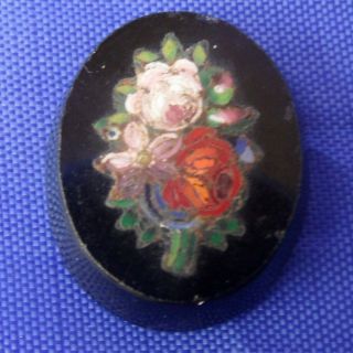 Stunning Antique Micro Mosaic Roses Flowers Plaque For Brooch Or Ring