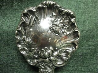 Antique Victorian Silver Plate Vanity Mirror w/Water Lilies,  Cattails,  Scrolls 2