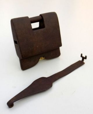 Vintage Old Hand Crafted Iron Lock With Key Antique Spring System Lock Key