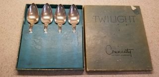 Oneida Silverplate Community Twilight 4 Fruit Spoons 6 "