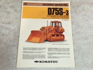 Rare Komatsu D75s - 3 Dozer Shovel Dealer Sales Brochure