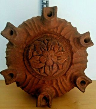 Vintage Wooden Carved Tribal Bowl 6 Holes (insence Burner Or Ritual Drinking?)