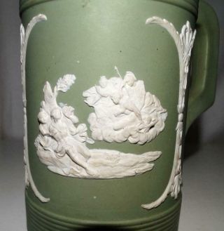 LARGE ANTIQUE WEDGWOOD JASPER WARE JUG,  DATE LETTER C FOR 1874,  COLLECTIBLE. 3