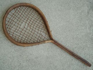 Antique Vtg Wood Tennis Or Badminton Racket Old Racquet Primitive 17 " Long