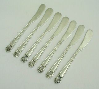 (7) 1847 ROGERS BROS SILVERPLATE ETERNALLY YOURS - FLAT HANDLE BUTTER SPREADERS 2