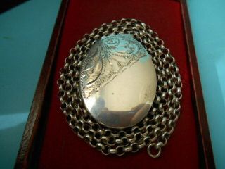 Vintage Solid Silver Fully Hallmarked 22ins Chain & Locket Jewellery Not Scrap