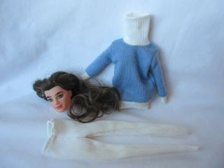Vintage Brooke Shields Doll Head & Clothes - Blue Sweater And White Leggings