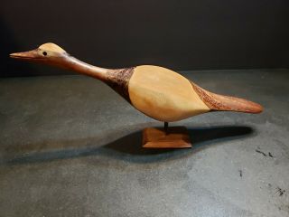 Vintage Hand Carved Wooden Bird Sculpture Figurine Primitive Mid Century Folk