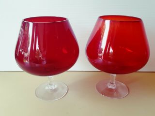 Gorgeous Vintage Retro Rudy Red Glass Vase Large Brandy Balloon Candle Holder