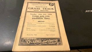 Woldingham - - Mountain Grass Track 1950 - - - Programme - - - 16th July 1950 - - - Rare